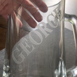 36oz MUG personalized, crystal clear, heavyweight, beer drinking mug GEORGE
